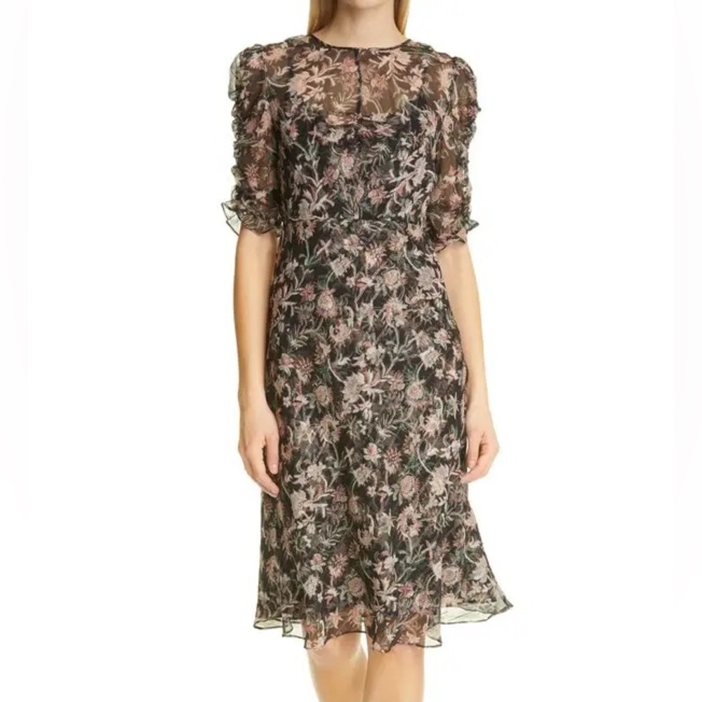VERONICA BEARD Mitjana Floral Print Silk Blend Dress